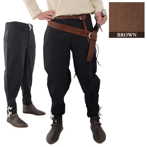 Pants with Ankle Lacing: Brown, Medium