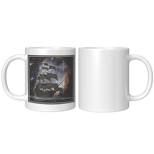 Pirate Ghost Ship Accent Mug - Black - White