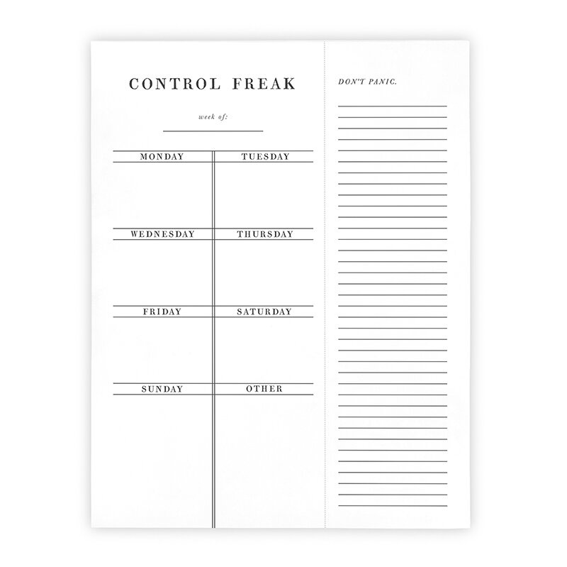 Face To Face Weekly List Pad - Control Freak