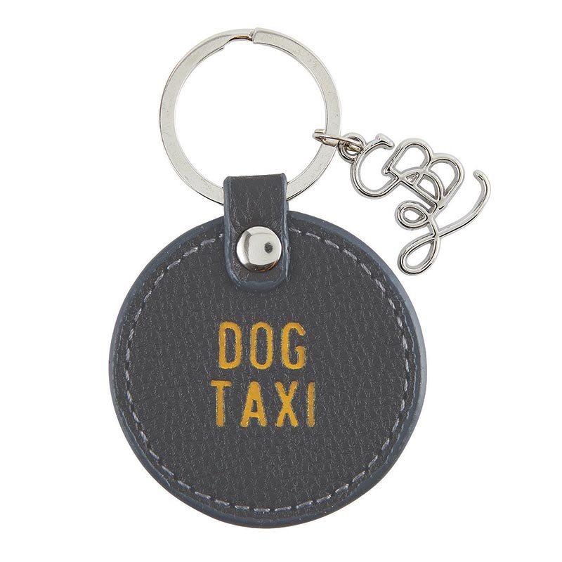 Face To Face Leather Key Tag - Dog Taxi