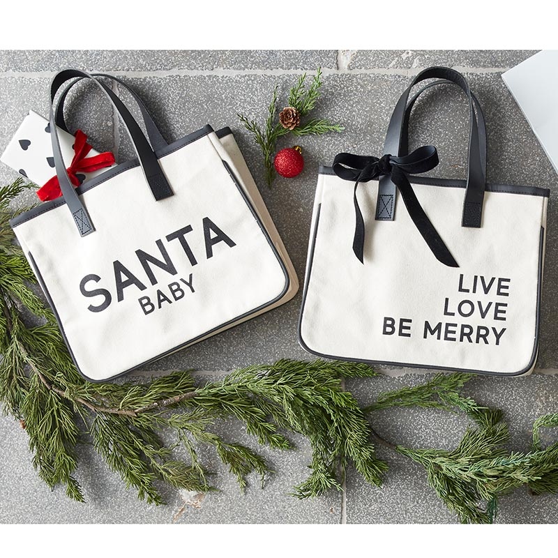 Mini Holiday Canvas Tote - Live Love Merry