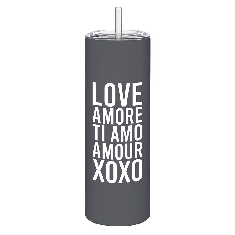 Skinny Tumbler With Straw - Love