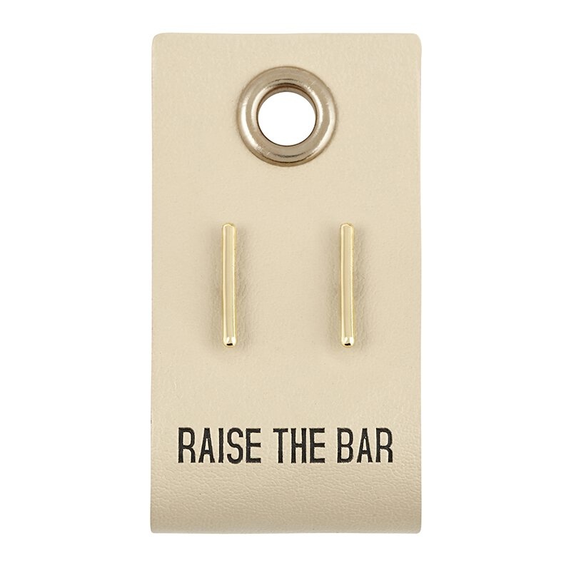Leather Tag Earrings - Bar