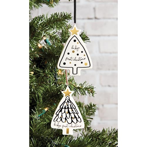 Baby's 1St Christmas Ornament - Tree Pink