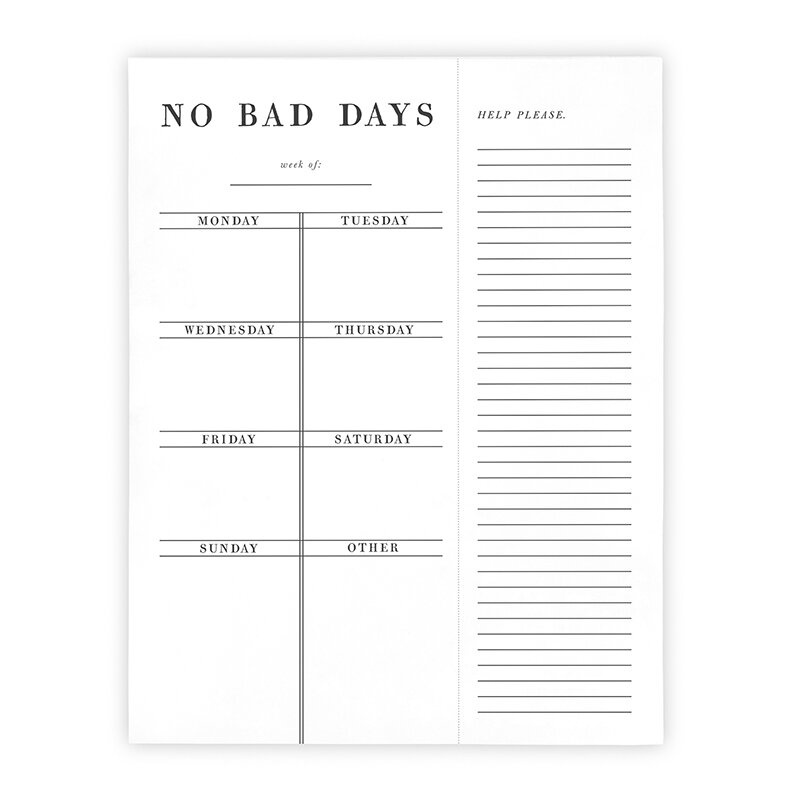 Face To Face Weekly List Pad - No Bad Days