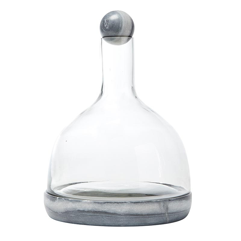 Grey Marble And Glass Wine Carafe