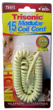 Trisonic 15 Foot Modular Coil Cord - Ivory