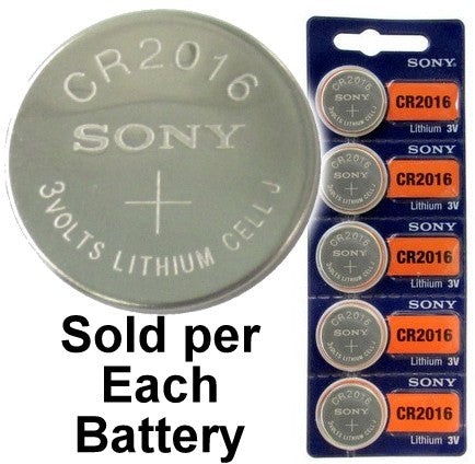 Sony Cr2016 3 Volt Lithium Coin Battery On Tear Strip, Latest Bubble Raised Blister Packaging, 2029