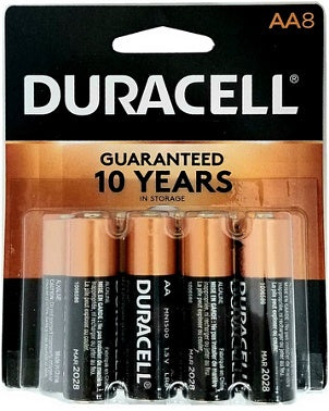 Duracell Aa 8 Blister Pack, Exp. 3-2028