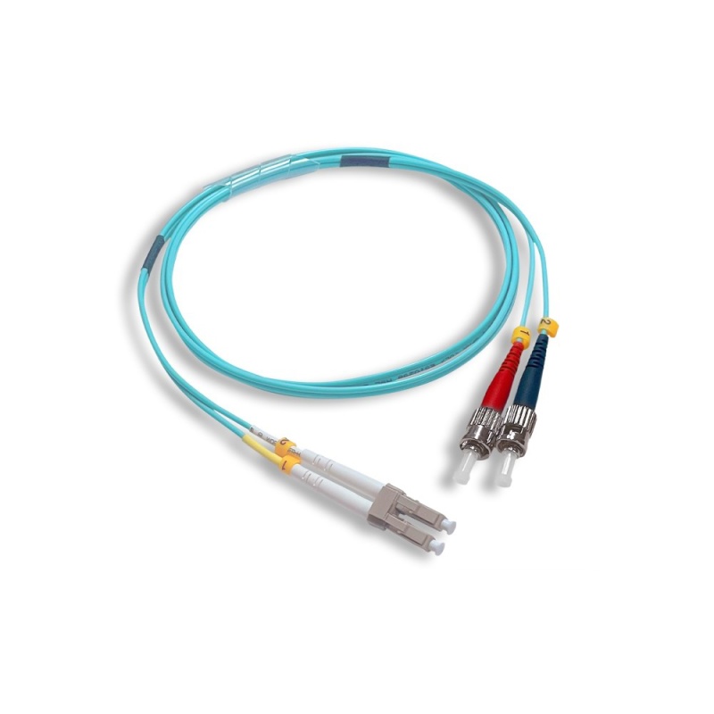 Lc/Upc To St/Upc Om4 Duplex Fiber Optic Patch Cable, 50/125