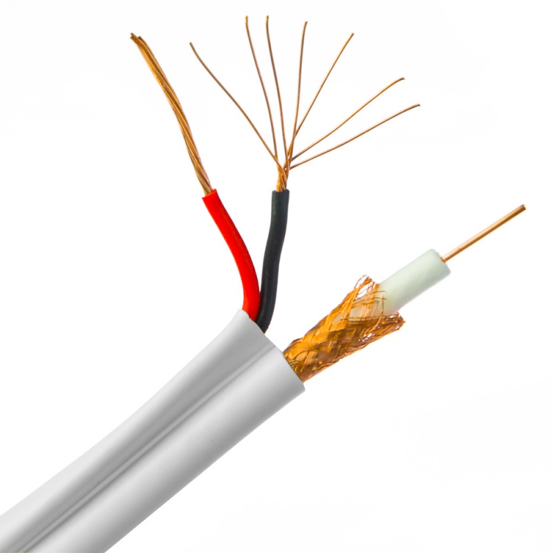 500Ft White Plenum Bulk Rg59 Siamese Coaxial Cable, 18/2 Power, Cmp
