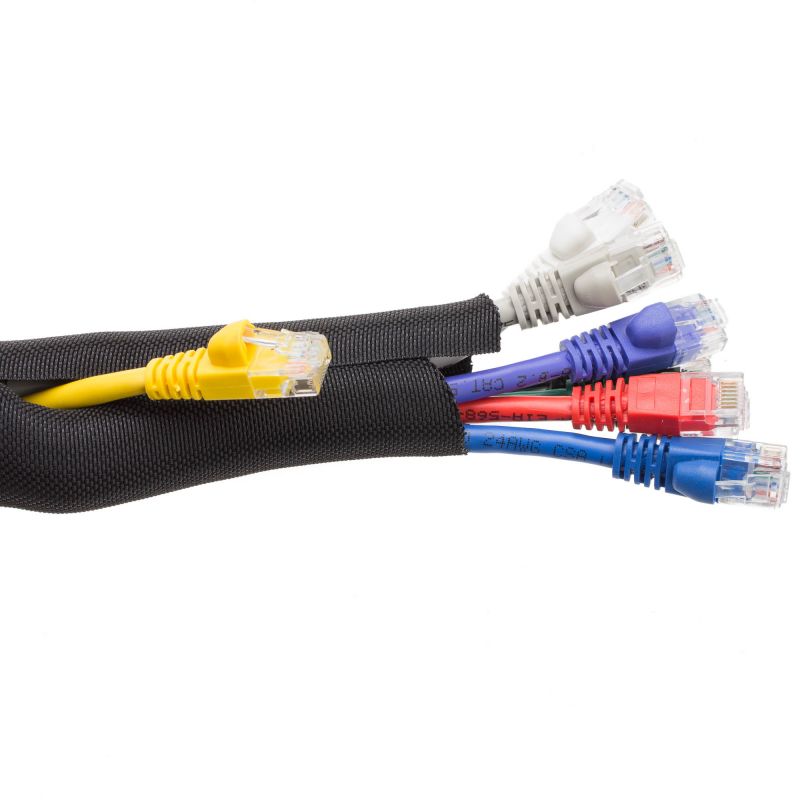15Ft Split Woven Cable Management Wrap, 3/4Inch Diameter