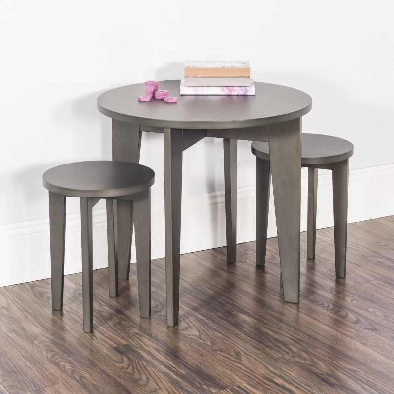 Geo Table And Stools Set, Dapper Gray