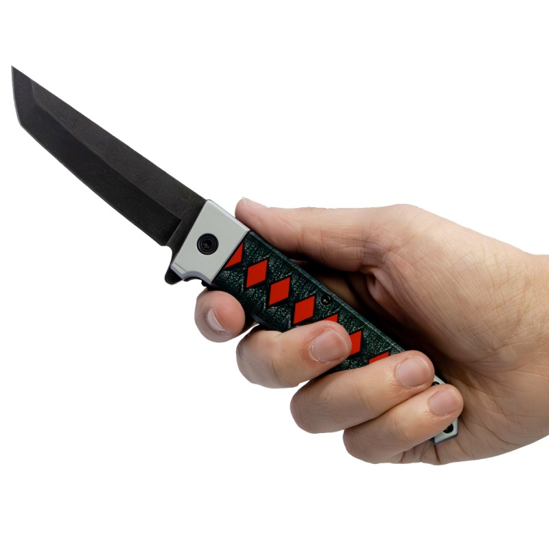9" Spring Assisted Anime Knife With Tanto Blade