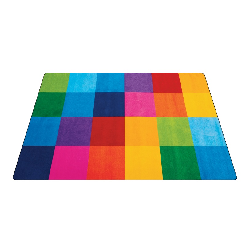 Rainbow Mosaic Educational Rug Rectangle Large
