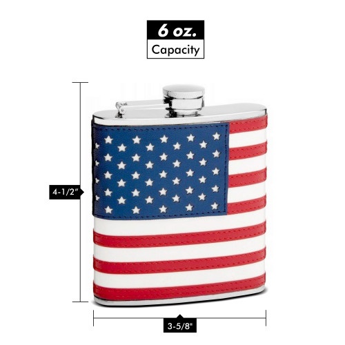 Top Shelf Flasks Stitched American Flag Flask, 6 Oz