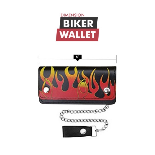 6 Inch Flame Leather Chain Wallet For Bikers