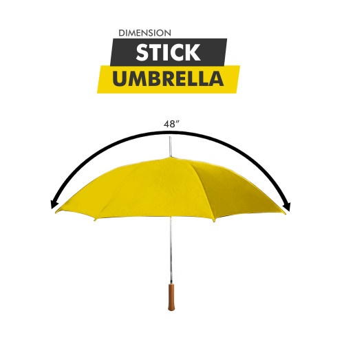 Rain Umbrella - Yellow - 48" Across - Rip-Resistant Polyester - Auto Open - Light Strong Metal Shaft And Ribs - Resin Handle