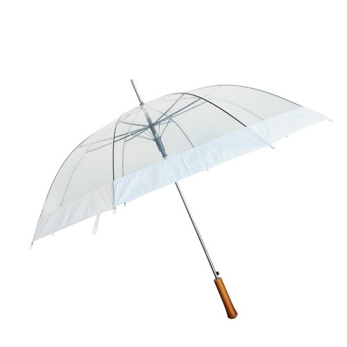 Rain Umbrella - Clear - 48" Across - Rip-Resistant - Auto Open - Light Strong Metal Shaft And Ribs - Resin Handle