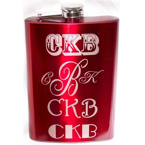 Engraved Neon Red Hip Flask