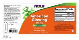 American Ginseng 500Mg 100 Count