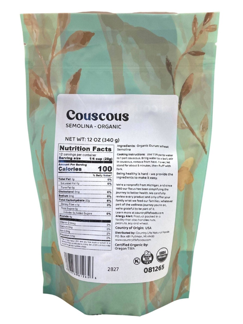 Organic Couscous, Semolina