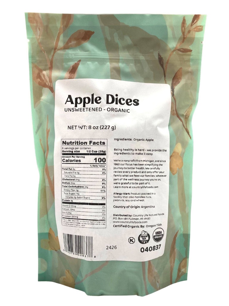 Organic Apple Dices, Natural