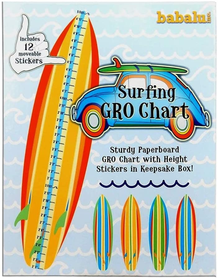Growth Chart Surfboard Gro Chart With 12 Moveable Height Stickers
