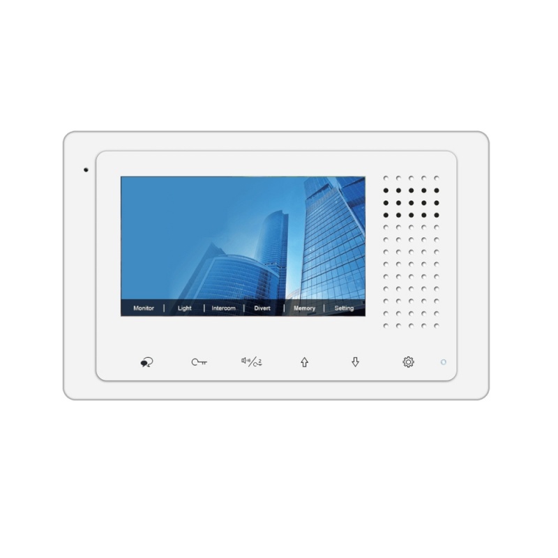 Hands-Free Monitor Station – Dt-433 For 2-Wire Video Intercom Systems With 4.3-Inch Color Screen, 6 Touch Buttons, In White Housing