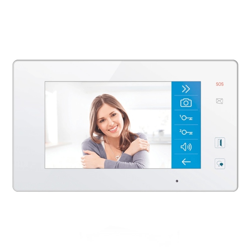 7″ Color Touch Screen Monitor – Dx-47Mg For 2-Wire Video Intercom Systems With Three Buttons, Wi-Fi Connection, Sd Card Slot, In White Housing