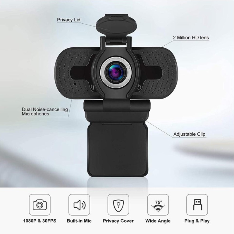 Hd Webcam With Privacy Shutter And Tripod Stand, 1080P Pro Streaming Web Camera With Microphone, Widescreen Video Calling And Recording For Desktop Or Laptop Webcam