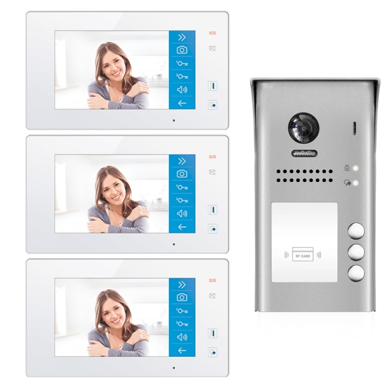 Buy 2Wire Intercom System for Building with 3 Apartment WiFi Video ...