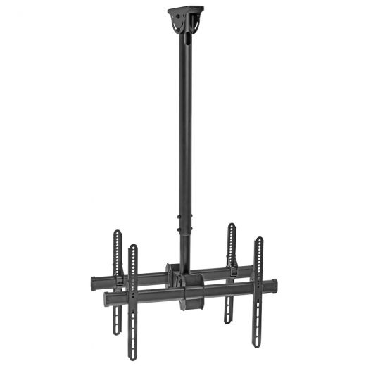 Cmple - Telescopic Back To Back Full Motion Tv Ceiling Mount For Double 37-70 Inches Led/Lcd Flat Screen Tvs, Monitors Up To 45Kg/99Lbs, Adjustable Ceiling Tv Mount For Flat Or Inclined Surfaces - Black