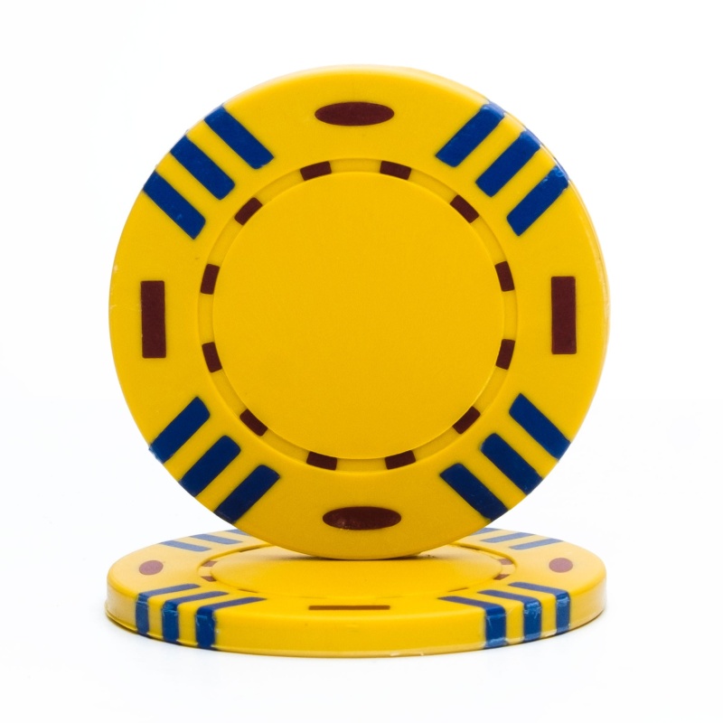 12 Gram Triple Striped (Tri Color) Poker Chips (25/Pkg) Yellow