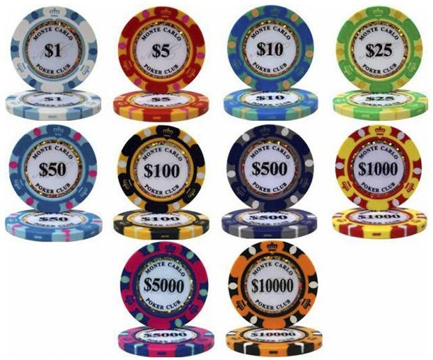 Monte Carlo 12.5G 3 Tone Holographic Poker Chips (25/Pkg) $1,000.00