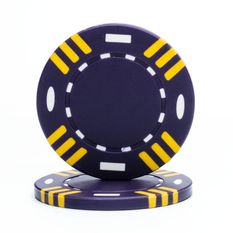 12 Gram Triple Striped (Tri Color) Poker Chips (25/Pkg) Purple