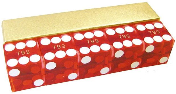 New Casino Dice Serialized 3/4 Inch - Set Of 5 Red