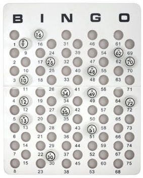 Bingo Masterboard For Ping Pong Size Balls