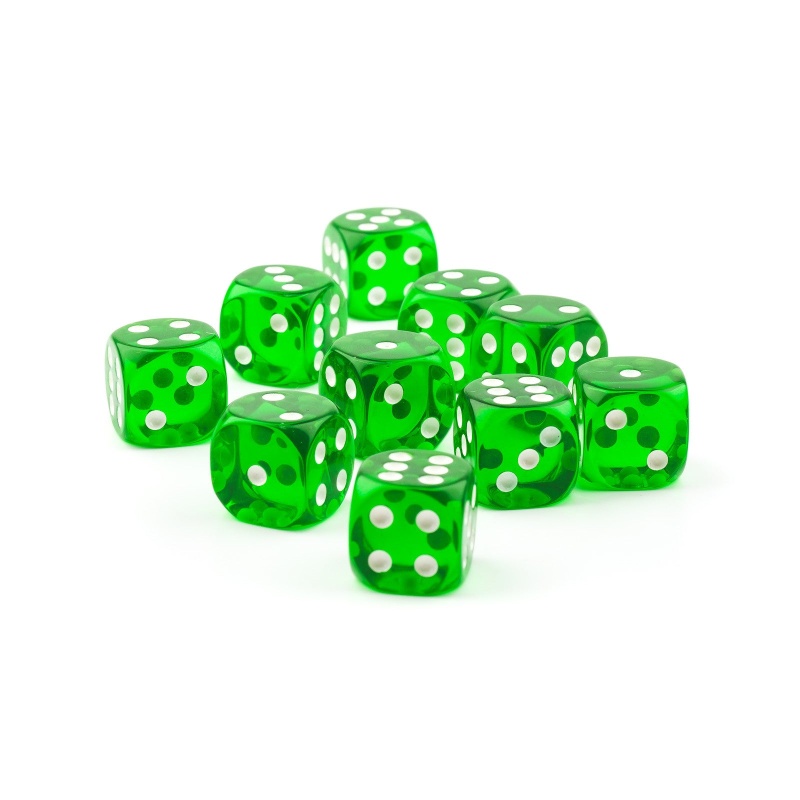 Economy Transparent Dice - 16Mm - 10 Pack - Choose Colors Green