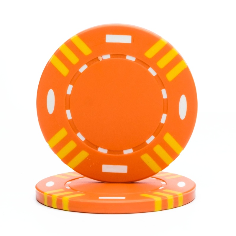 12 Gram Triple Striped (Tri Color) Poker Chips (25/Pkg) Orange