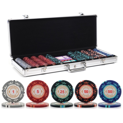 500 Pc. 14G Casino Royale Poker Chip Set With Aluminum Case