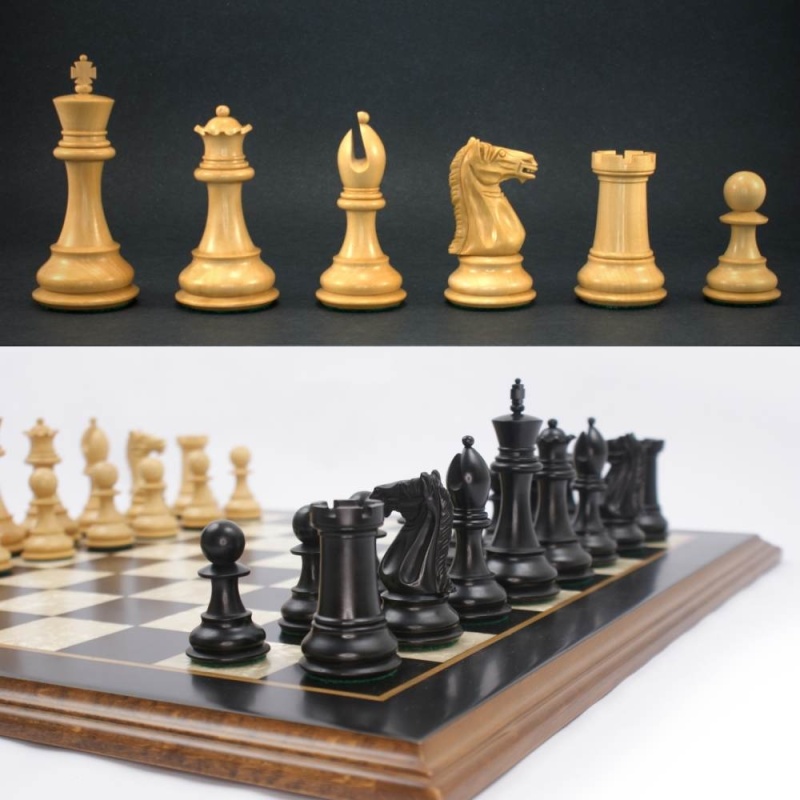 19" Mark Of Westminster Ebony Luxe Legionnaires Luxury Staunton Chess Set