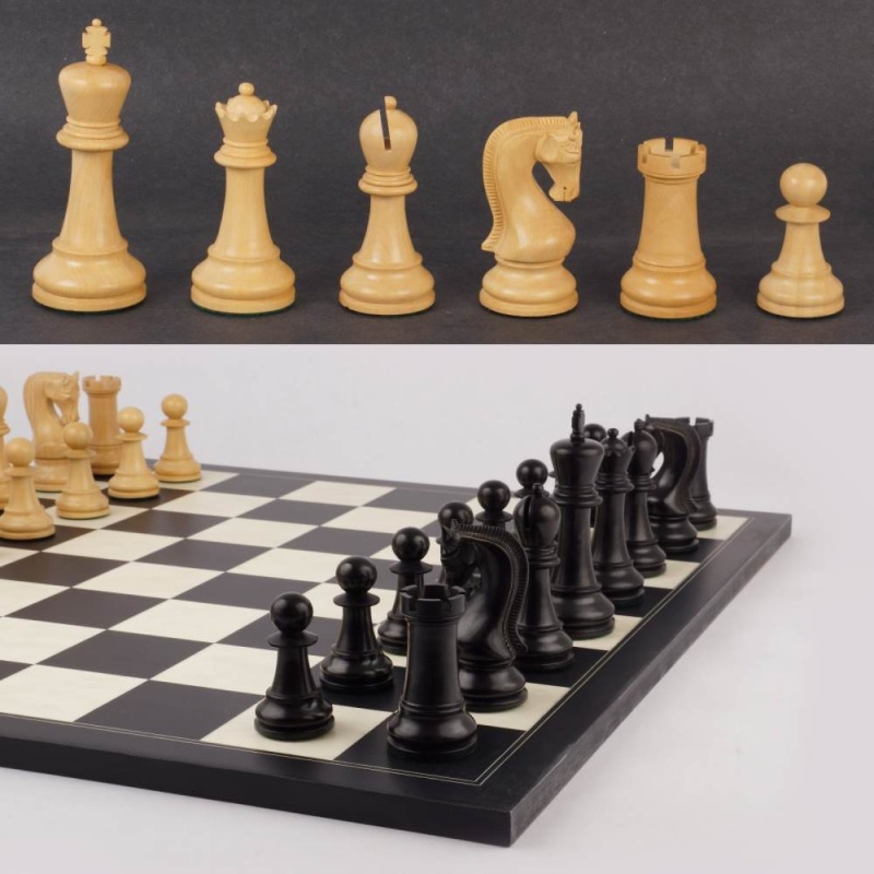 16" Mark Of Westminster Ebonized Old World Executive Chess Set