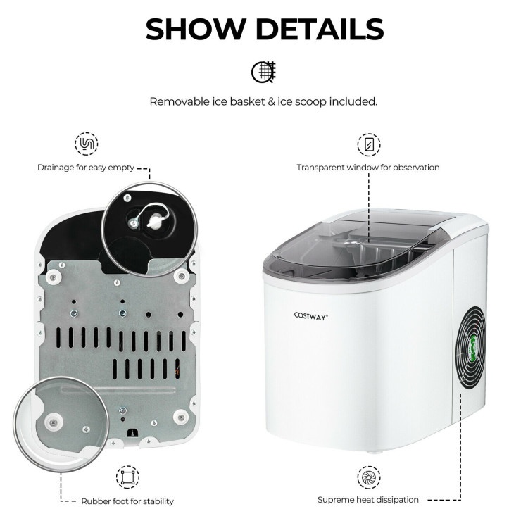 2.2 L Portable Ice Cube Maker With Bullet-Shaped Ice Cube