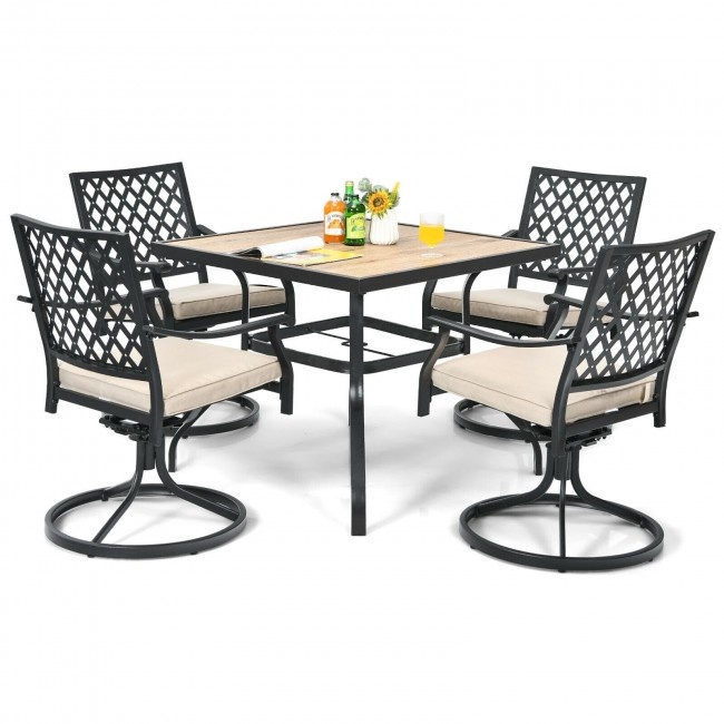 5-Piece Outdoor Patio Dining Set With Soft Cushions