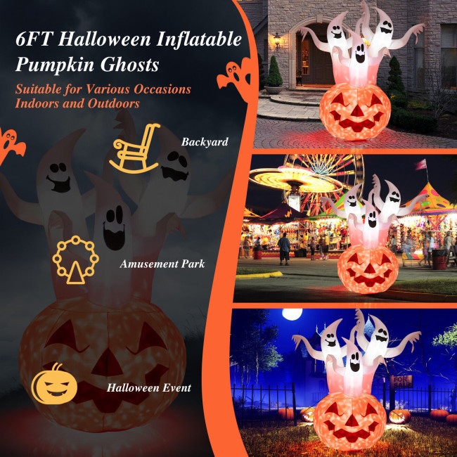 OurWarm 2pcs Halloween Inflatables - 6.6FT Hanging Ghosts For Porch & Yard Decor