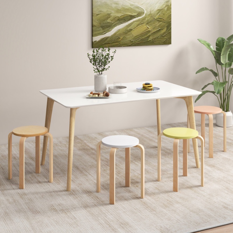 Set of 4 Bentwood Stackable Stools with Round Tops