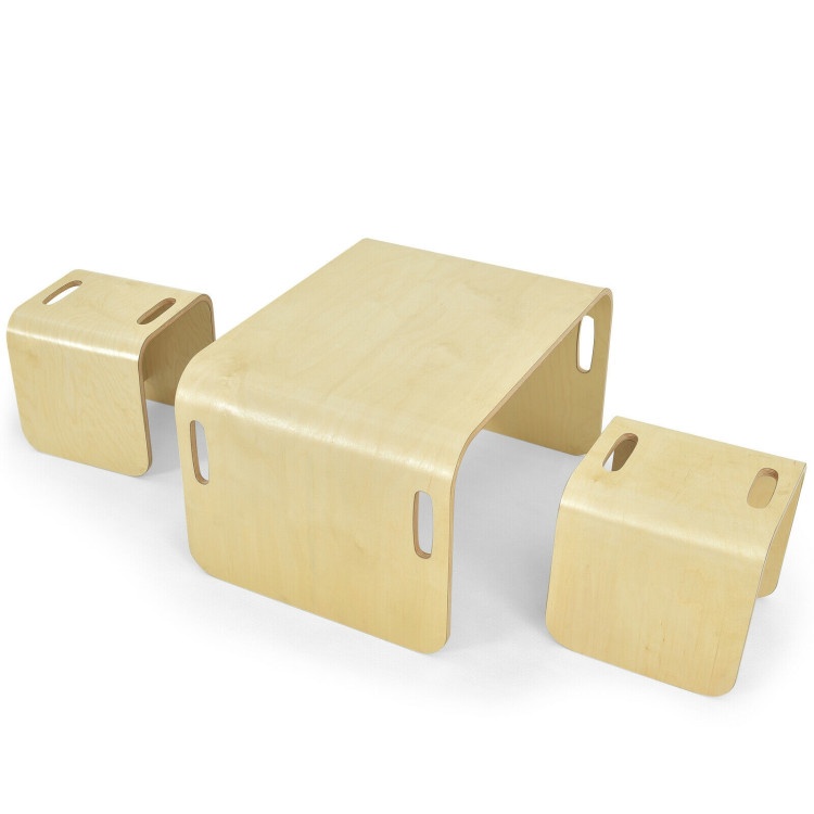 3 Piece Kids Wooden Table And Chair Set