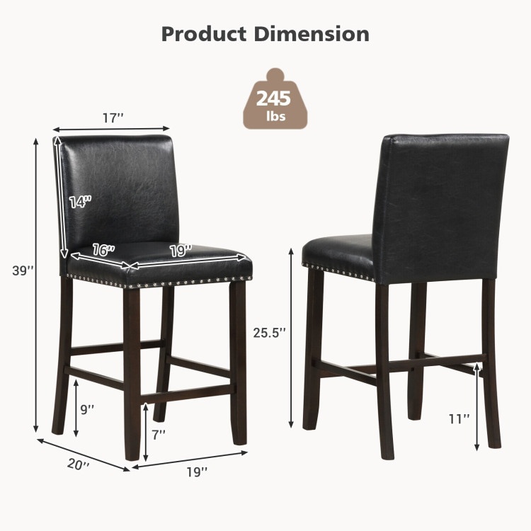 Set Of 2 Bar Stools With Back For Kitchen Island