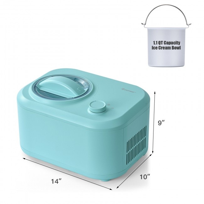1.1 Qt Ice Cream Maker Automatic Frozen Dessert Machine With Spoon
